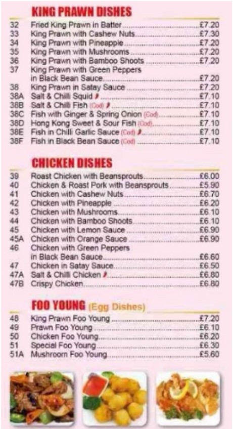 Menu of xxxxx